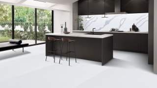 Visualisation of Calacatta Quartz MB in a kitchen