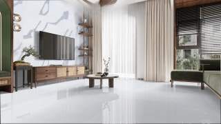 Visualisation of Calacatta Quartz MB in a living room