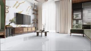 Visualisation of Calacatta Quartz MBG in a living room