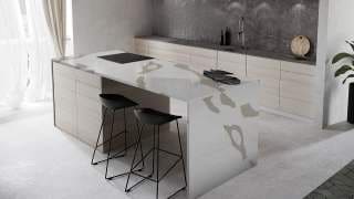 Visualisation of Calacatta Quartz MR in a kitchen island