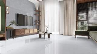 Visualisation of Carrara Quartz OG in a living room