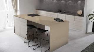 Visualisation of Carrara Quartz PB in a kitchen island