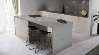 Visualisation of Carrara Quartz RP in a kitchen island