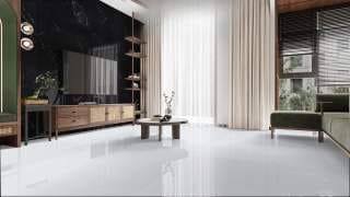 Visualisation of Carrara Quartz RU in a living room