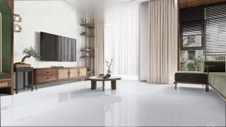 Visualisation of Carrara Quartz TG in a living room