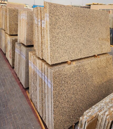 Crystal Yellow Granite slabs at store