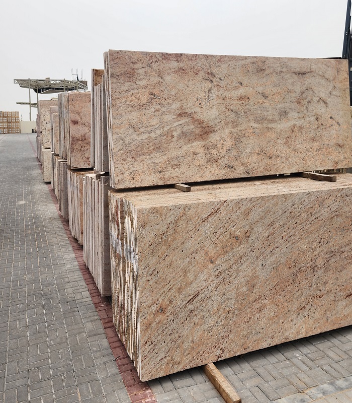 Shiva Gold Granite slabs at store